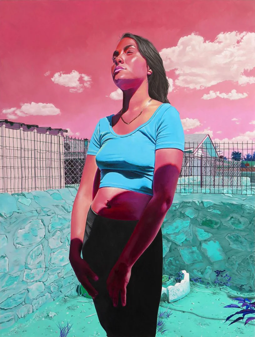 Marianna Olague, Devil’s Triangle, 2019, Oil on wood panel, 40 x 30 in