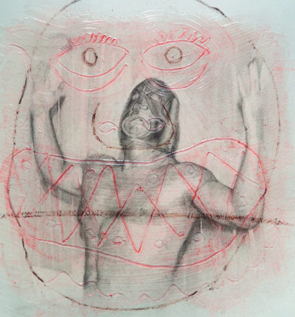 Paris Giachoustidis, GOGOGO, 2018, 30x30cm, Acryl Zeichnung auf Papier