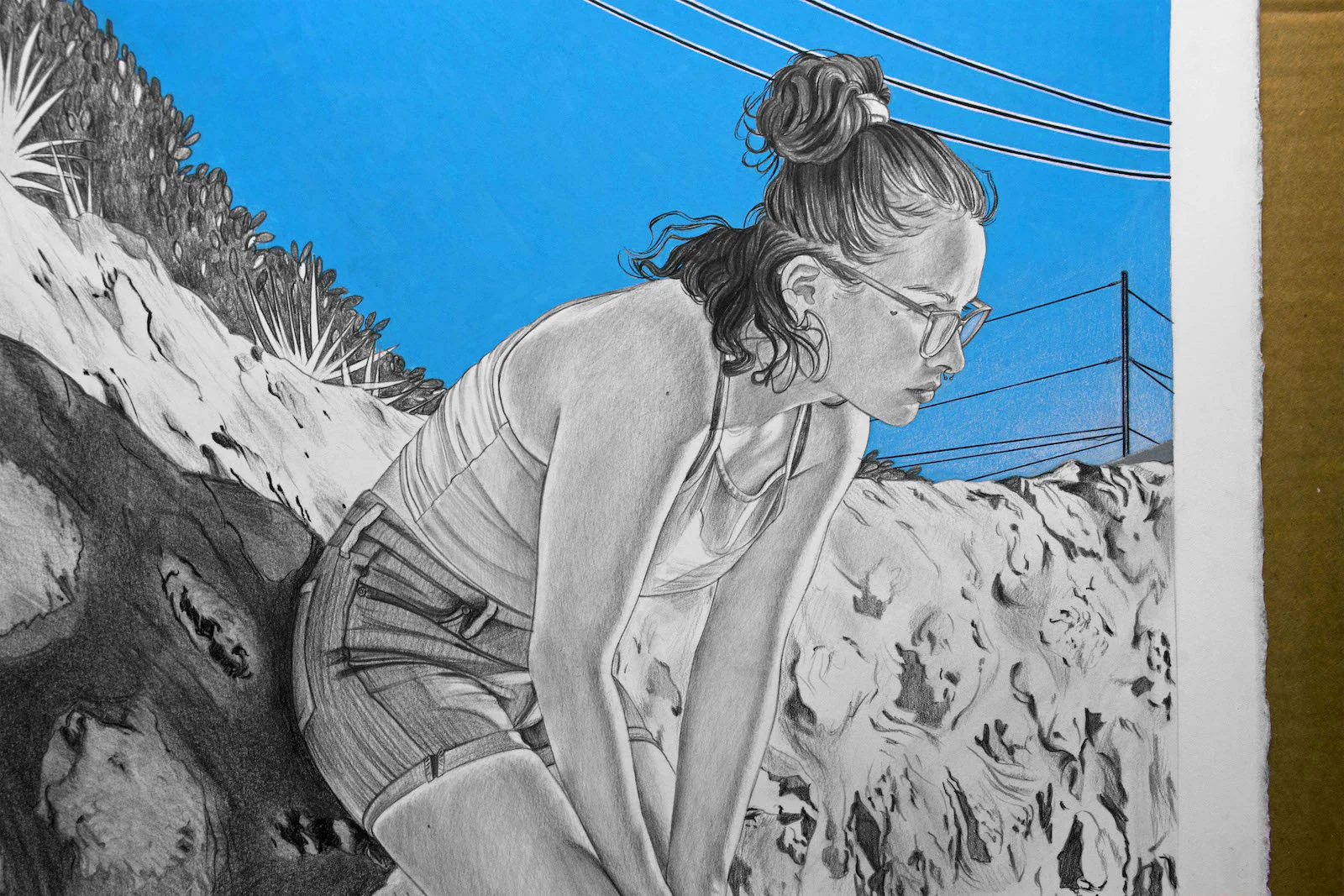 Marianna Olague, Close-up of “Mesa Hills" | Mesa Hills, 2019, Graphite, ink, and acrylic on paper, 30 x 22 in