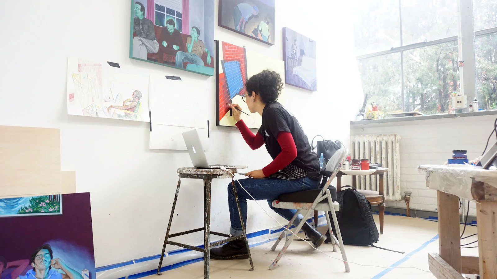 Marianna Olague in her studio at Cranbrook Academy of Art in Bloomfield Hills, Michigan, 2018. Photo credit: Conrad Egyir