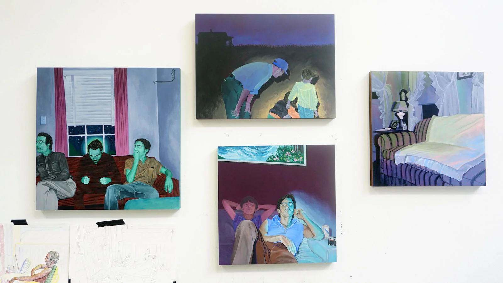 Marianna Olague, Small paintings inspired by old photographs, 2018 Location: My studio at Cranbrook Academy of Art in Bloomfield Hills, Michigan. Photo Credit: Conrad Egyir