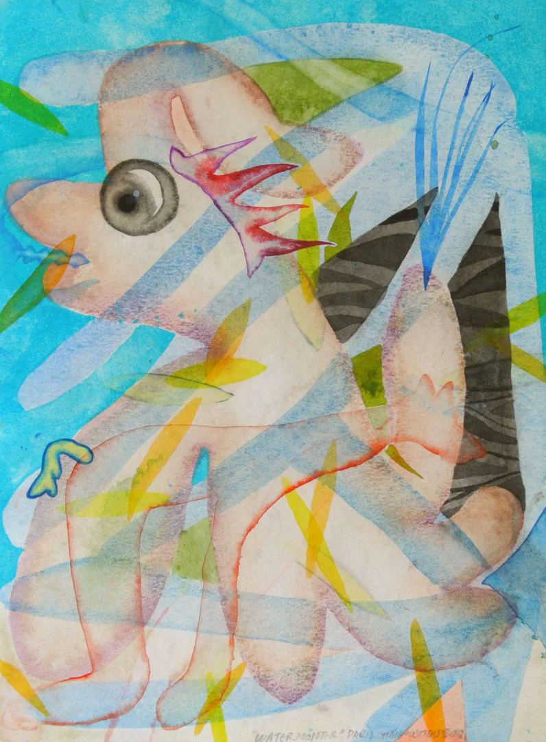 Paris Giachoustidis, Waterdog, 2018, watercolor on paper, 40x30cm