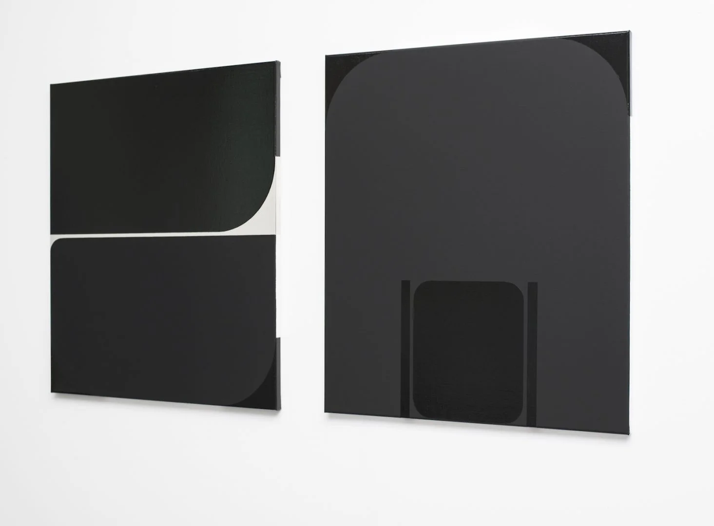 Irina Ojovan, Sarmizegetusa N 50, 2018, oil and lacquer on canvas, 82x71 cm_Sarmizegetusa N 61” 2019, oil and lacquer on canvas, 82x71 cm