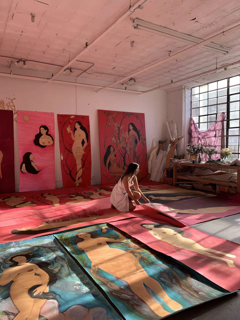 Hiba Schahbaz in her Brooklyn studio 