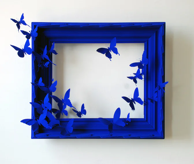 Paul Villinski, Mirror III, 2014, Antique carved frame, aluminum (found cans), wire, steel, flashe, 22H x 27W x 9D in.