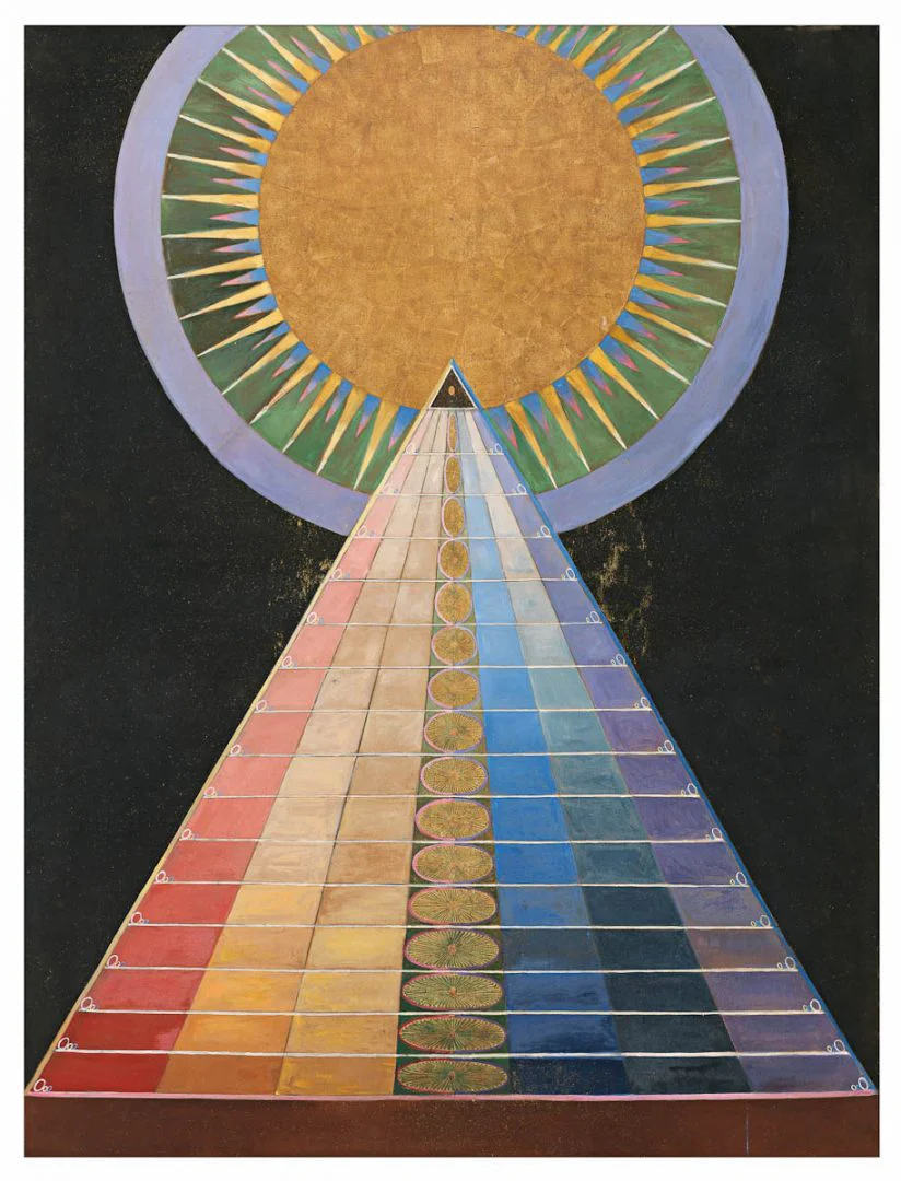 Altar pictures, Group X, no. 1. Altar picture, 1915 Oil and sheet metal on canvas 237,5x179,5 cm HAK187 © The Foundation Hilma af Klint's Works
