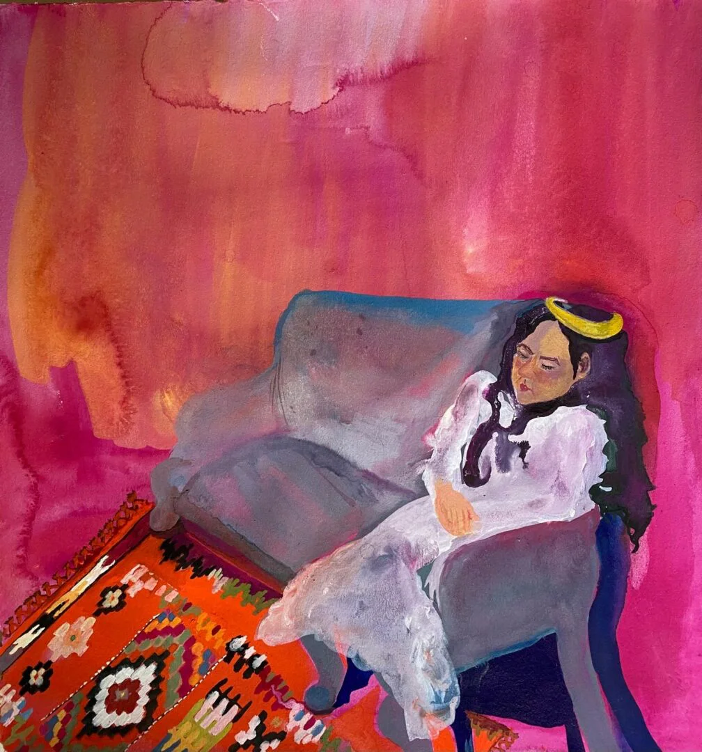 ‘The Shining, Fruitful Couch (After Enheduanna)’ 11.75in x 11in gouache on paper 2023